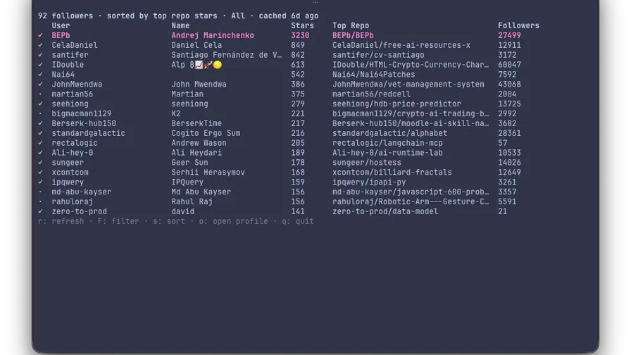 Screenshot of gh-followers