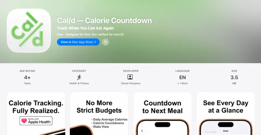 Screenshot of Cal/d — Calorie Countdown for iOS