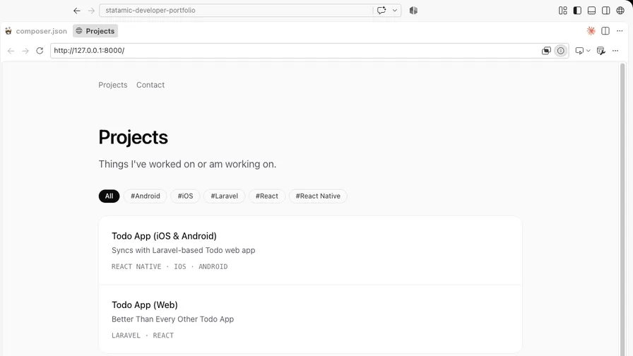 Screenshot of Statamic Developer Portfolio
